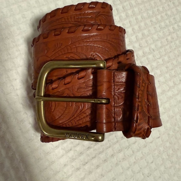 Lauren Ralph Lauren Brown Embossed Leather Belt main image 6